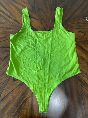 Bright Green Ribbed Tank Bodysuit- Size XL